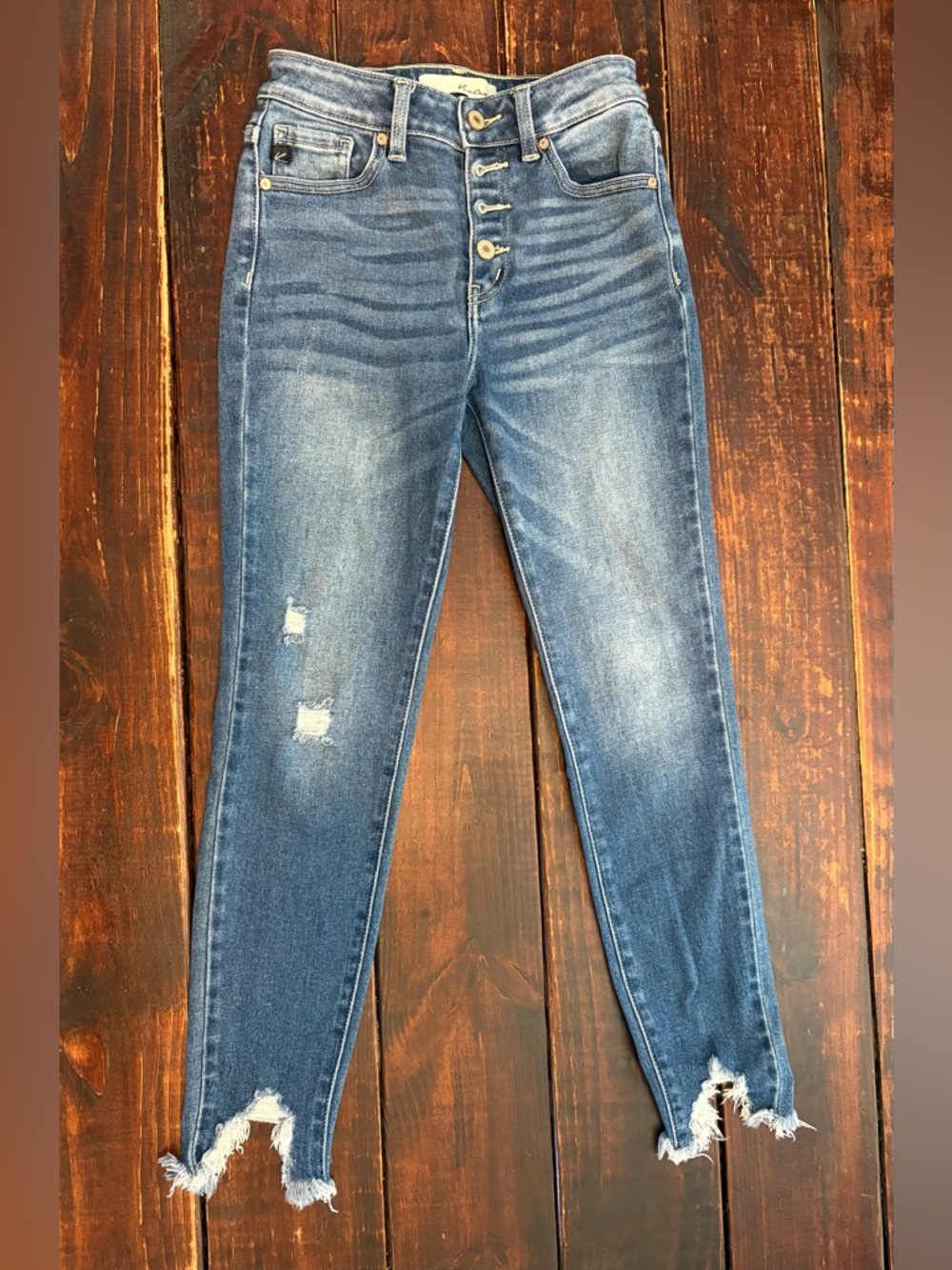 KanCan Distressed Ankle Skinny Jeans size 3/25 - Blue Wash